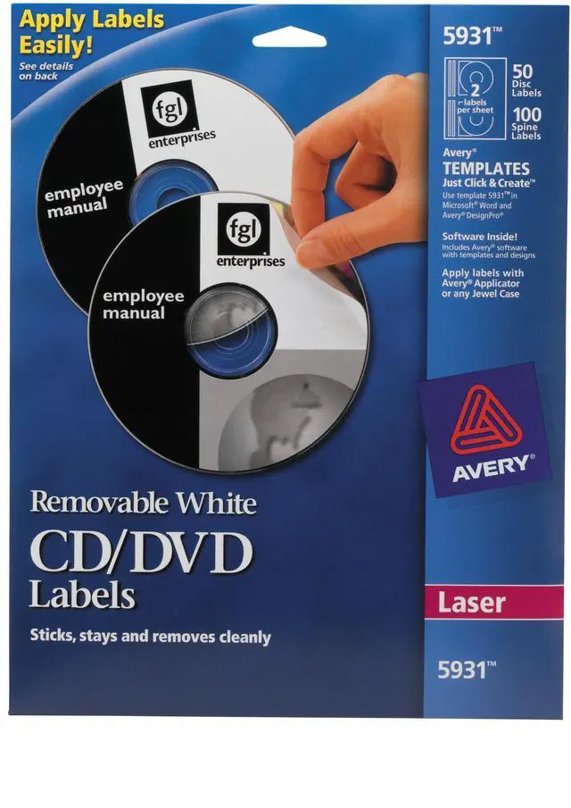 Alt view image 13 of 19 - AVERY 5931 Matte White Removable CD Labels for Laser Printers