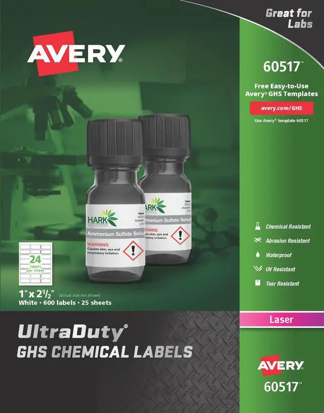 Alt view image 6 of 14 - Avery AVE60517 LABELS,GHS,24UP,LSR,WE, COLOR: WHITE - 60517