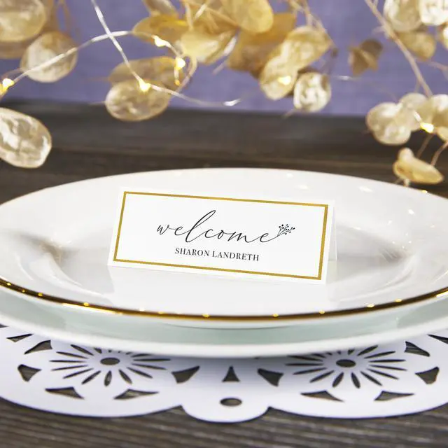 Alt view image 2 of 15 - Avery Place Cards With Gold Border 1-7/16" x 3-3/4", 65 lbs. 150 Cards