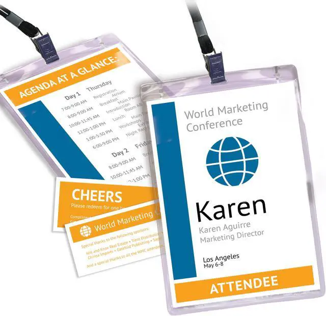 Alt view image 3 of 13 - Avery Vertical Name Badges & Tickets, Durable Plastic Holders, Lanyards, 6" x 4-1/4", 75 Badges (8521)