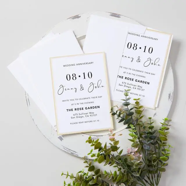 Alt view image 2 of 15 - Avery Matte White Invitation Cards with Metallic Gold Borders, 5" x 7", 30 Blank Greeting Cards (3325)