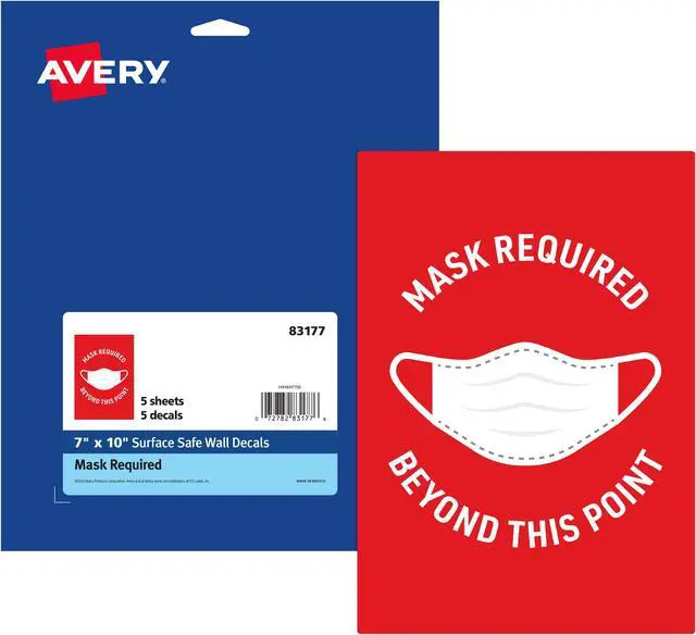 Main image of Avery "Mask Required Beyond This Point" Decals, 7" x 10" (83177)