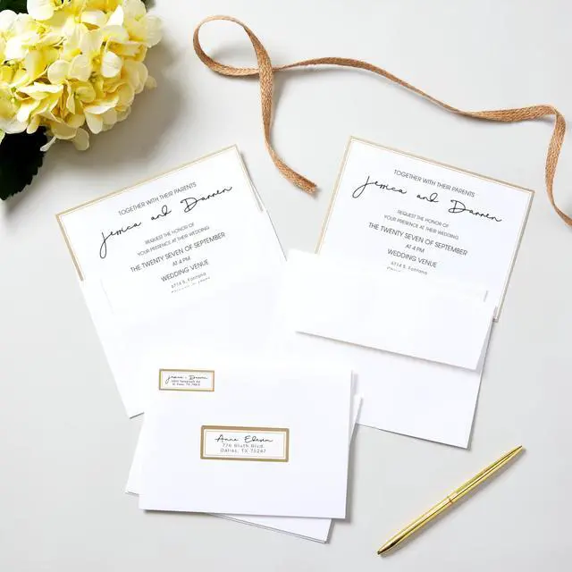 Alt view image 5 of 14 - Avery Matte White Address Labels with Metallic Gold Borders, 1" x 2-5/8", 300 Blank Address Labels (6540)