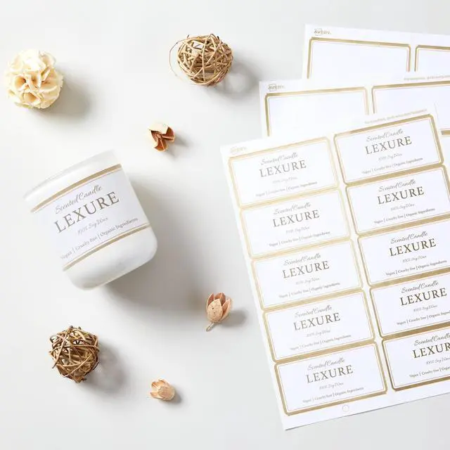 Main image of Avery Matte White Shipping Labels with Metallic Gold Borders, 2" x 4", 100 Blank Shipping Labels (6541)