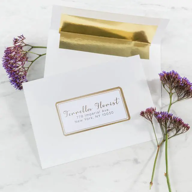 Alt view image 2 of 14 - Avery Matte White Shipping Labels with Metallic Gold Borders, 2" x 4", 100 Blank Shipping Labels (6541)
