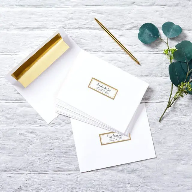 Alt view image 2 of 14 - Avery Matte White Address Labels with Metallic Gold Borders, 1" x 2-5/8", 300 Blank Address Labels (6540)