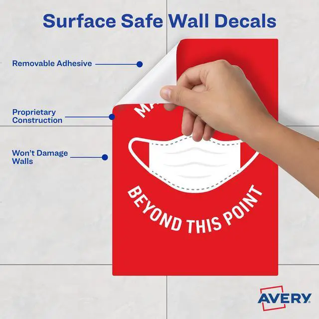Alt view image 5 of 15 - Avery "Mask Required Beyond This Point" Decals, 7" x 10" (83177)