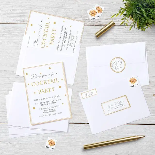 Alt view image 5 of 15 - Avery Matte White Invitation Cards with Metallic Gold Borders, 5" x 7", 30 Blank Greeting Cards (3325)