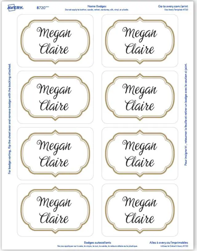 Alt view image 6 of 19 - avery selfadhesive removable name tag labels, gold metallic border, 21/3 x 33/8, 120 badges 8720, gold border
