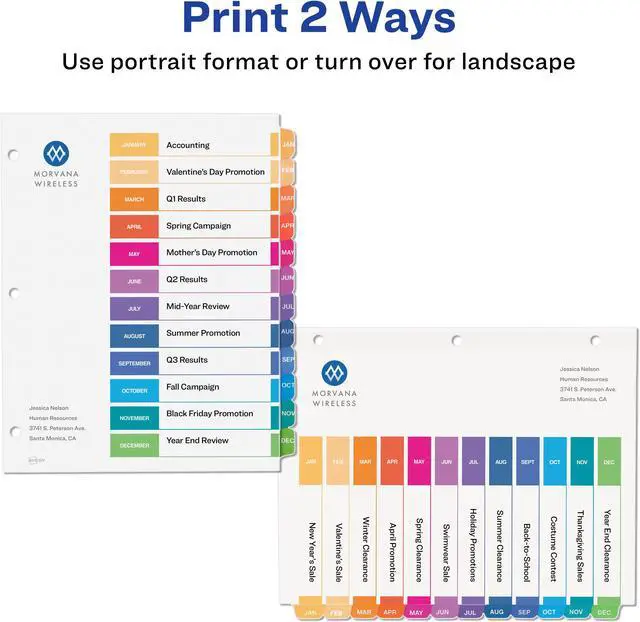Alt view image 4 of 19 - Avery Ready Index 12 Tab Dividers, Customizable TOC, 6 Sets (11830)