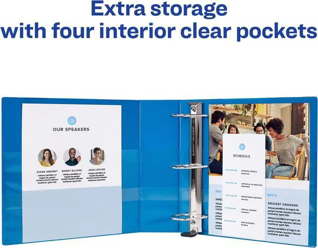 Alt view image 12 of 20 - Avery Heavy-Duty View Binder w/Locking EZD Rings 1" Cap Pacific Blue 79772