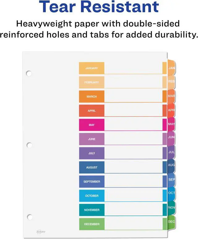 Alt view image 6 of 19 - Avery Ready Index 12 Tab Dividers, Customizable TOC, 6 Sets (11830)