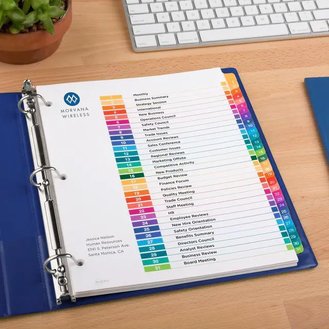 Alt view image 6 of 15 - Avery Ready Index 31 Tab Dividers, Customizable TOC, 6 Sets (11831)