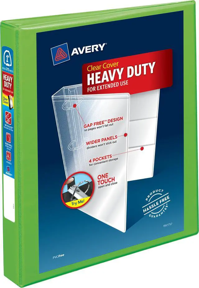 Alt view image 4 of 15 - Avery Heavy-Duty View Binder w/Locking EZD Rings 1" Cap Chartreuse 79770