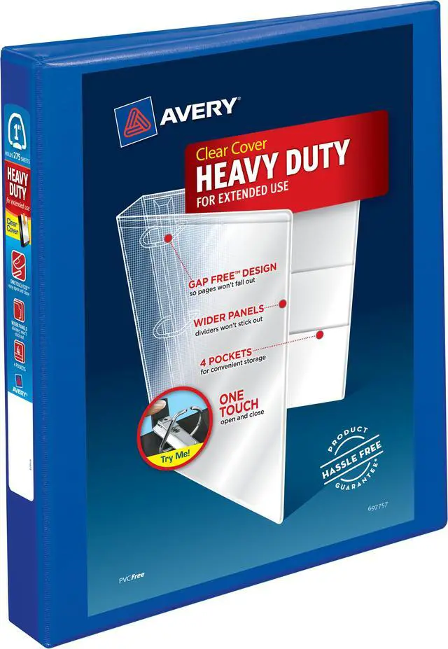 Alt view image 7 of 20 - Avery Heavy-Duty View Binder w/Locking EZD Rings 1" Cap Pacific Blue 79772