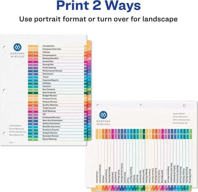 Alt view image 3 of 15 - Avery Ready Index 31 Tab Dividers, Customizable TOC, 6 Sets (11831)