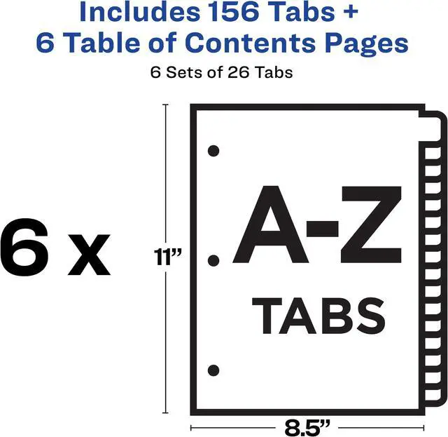 Alt view image 4 of 15 - Ready Index A-Z 26 Tab Dividers, Customizable TOC, 6 Sets (11832)