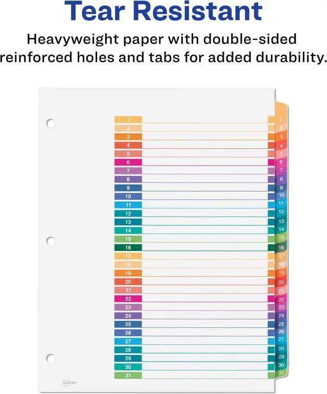 Alt view image 5 of 15 - Avery Ready Index 31 Tab Dividers, Customizable TOC, 6 Sets (11831)