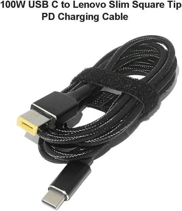 Alt view image 3 of 5 - 100W USB-C Type C to Lenovo Laptops Slim Square Connector Plug Converter Cable DC Tip Jack for Lenovo IdeaPad Yoga 11S  Yoga 13 ThinkPad Helix, X1 Carbon