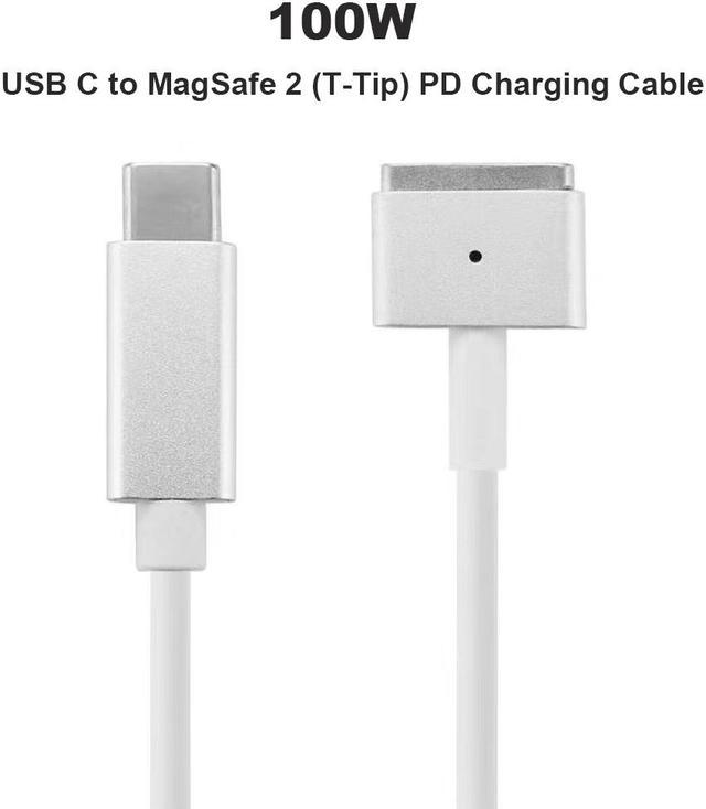 100W USB C Type C to Magsafe 2 T-Tip Power Adapter PD Charger Cable for  Apple MacBook Pro 13inch 15in 17inch with Retina Display ((Mid 2012 &  After) A1398 A1424 MD506LL/A 