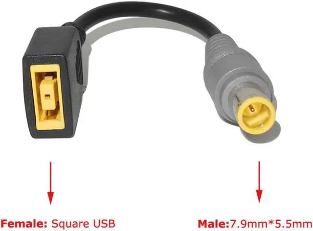 Main image of Dongle Adapter Slim Square USB Plug to 7.9x5.5mm Laptop Adapter Tip Connector Converter for Lenovo Thinkpad Laptop DC JACK Charger Converter DC Cable Adapter