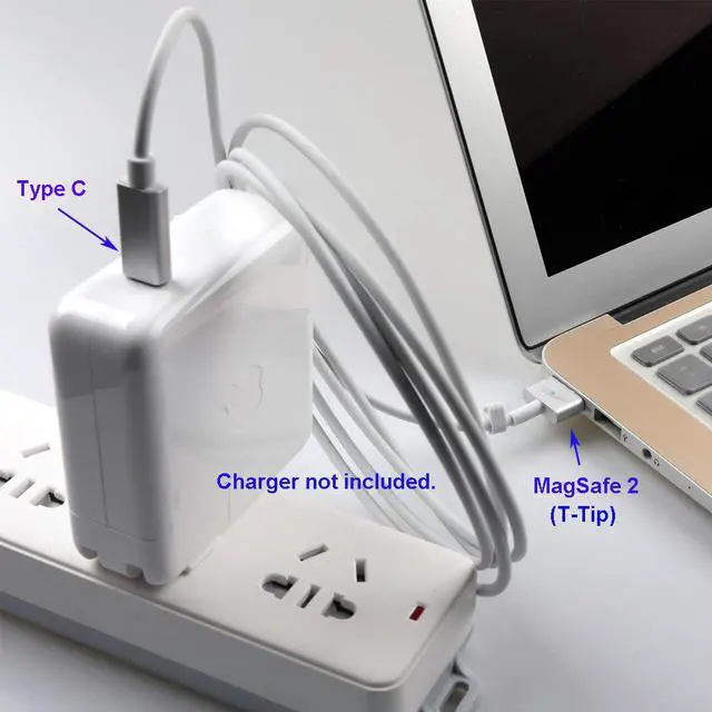 Alt view image 4 of 11 - USB-C Type C to Magnetic Charging Cable (T-Tip) for Apple MacBook Air Pro After 2012 Year (Connector Type: MagSafe 2 T-Tip)
