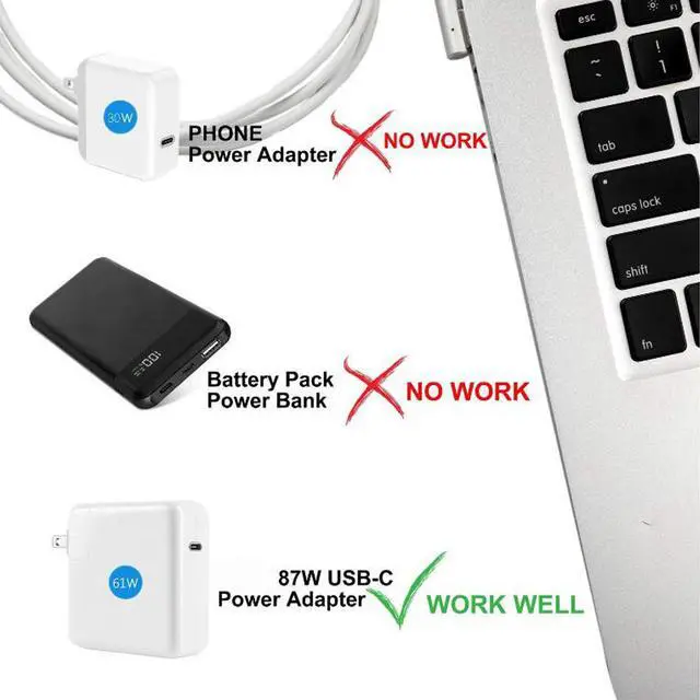 Alt view image 6 of 8 - 100W USB C Type C Female to Magsafe 2 T-Tip Power Adapter PD Charger Cable for Apple MacBook Pro 13inch 15in 17inch with Retina Display ((Mid 2012 & After) A1398 A1424 MD506LL/A