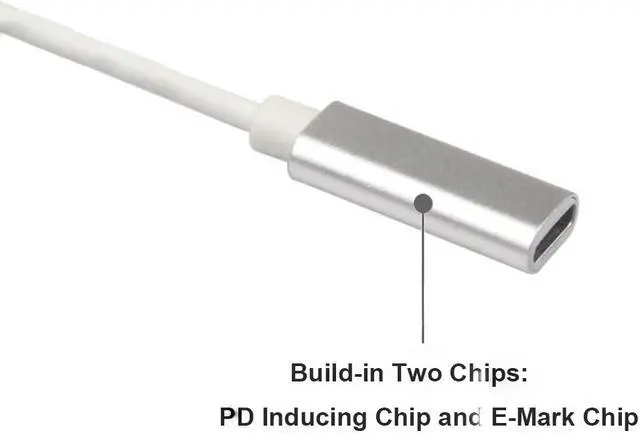 Alt view image 4 of 8 - 100W USB C Type C Female to Magsafe 2 T-Tip Power Adapter PD Charger Cable for Apple MacBook Pro 13inch 15in 17inch with Retina Display ((Mid 2012 & After) A1398 A1424 MD506LL/A