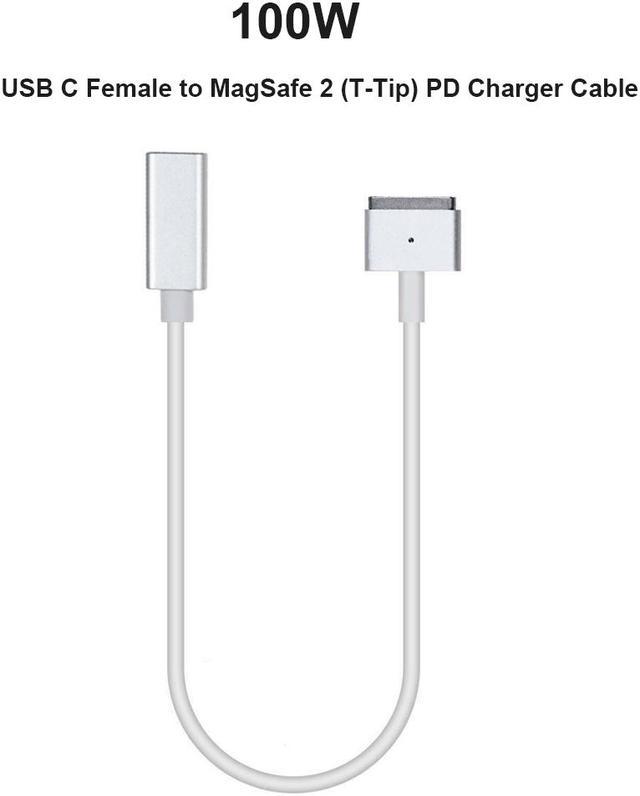 100W USB C Type C Female to Magsafe 2 T-Tip Power Adapter PD Charger Cable for Apple MacBook Pro 13inch 15in with Retina Display ((Mid 2012 & After) A1398 A1424 MD506LL/A