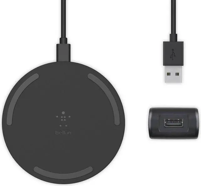 Alt view image 3 of 20 - BELKIN WIA001TTBK Black BOOST CHARGE 10W Wireless Charging Pad + QC 3.0 Wall Charger + Cable