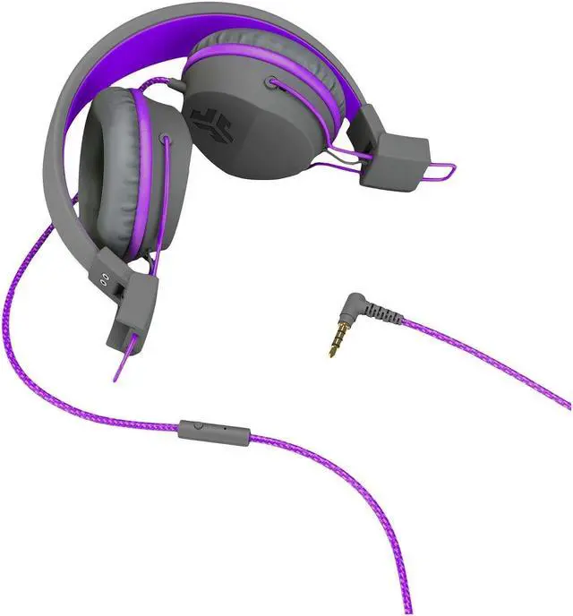 Alt view image 4 of 11 - JLab JBuddies Studio On-Ear Kids Wired Headphones, For School & Travel, 3.5mm Plug, Kid Safe, Studio Volume Safe, Volume Limiter, Folding, Adjustable, Noise Isolation, with Mic, Graphite/Purple