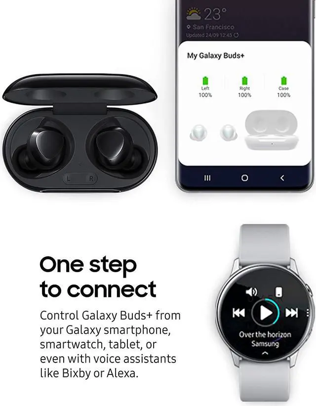 Alt view image 15 of 20 - Samsung Galaxy Buds+ True Wireless Bluetooth Earbud Headphones - Black