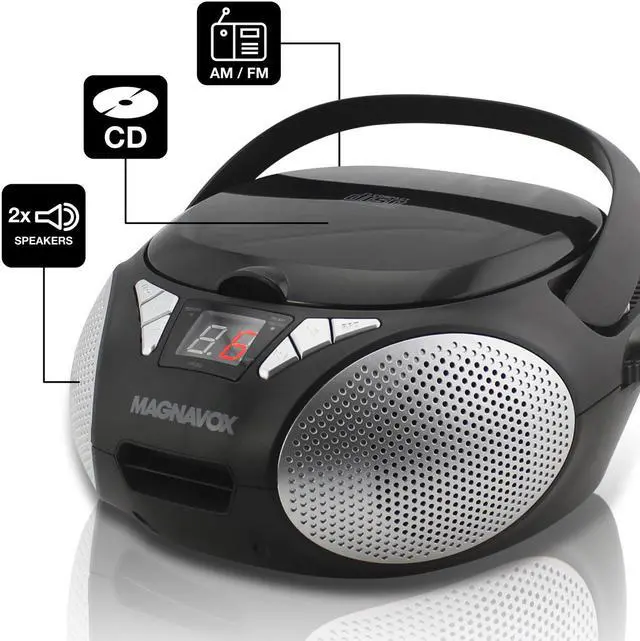 Alt view image 13 of 18 - Magnavox CD Boombox with AM/FM Stereo Radio in Black (MD6924)