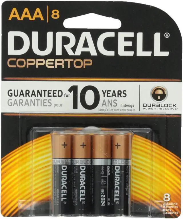 Alt view image 14 of 20 - DURACELL MN2400B8Z Duracell CopperTop AAA Alkaline Battery, 8 PK, 1.5VDC