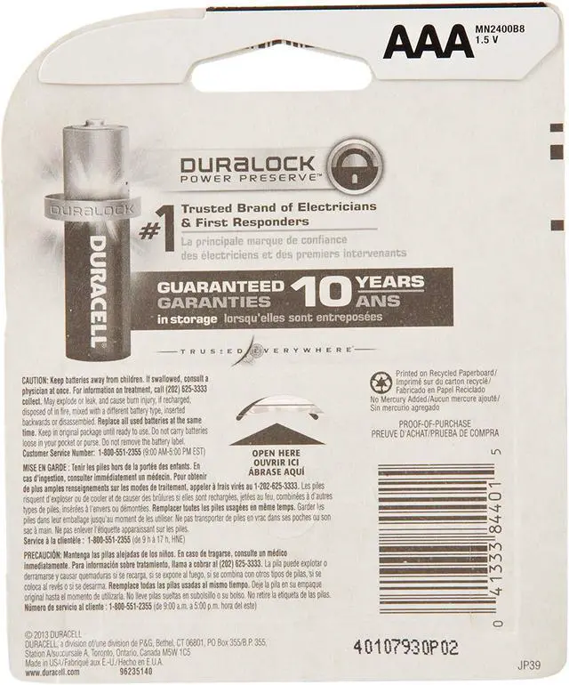 Alt view image 15 of 20 - DURACELL MN2400B8Z Duracell CopperTop AAA Alkaline Battery, 8 PK, 1.5VDC