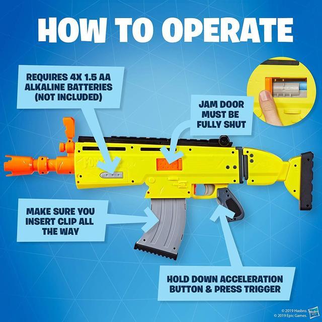 Alt view image 9 of 13 - NERF Fortnite AR-L Elite Dart Blaster Includes 10 Dart Clips and 20 Elite Darts, Yellow