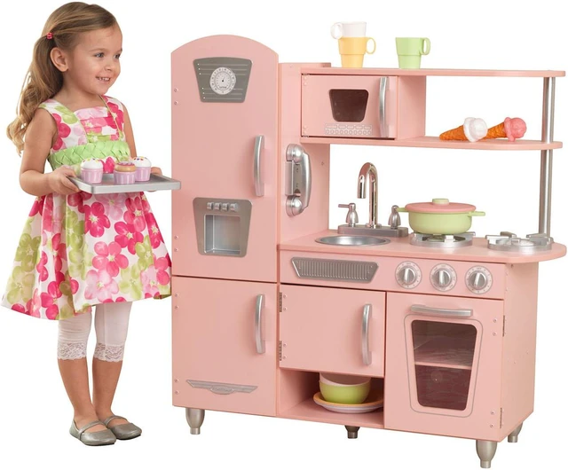 Alt view image 6 of 14 - KidKraft Pink Vintage Kitchen Kids Pretend Play Set and Accessories | 53179