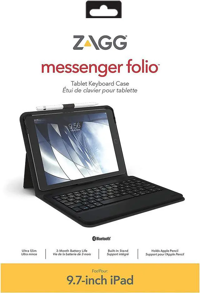 Alt view image 4 of 11 - ZAGG ID8MBN Detachable Keyboard and Folio Case To Add To Your Tablet and Protect It, Fits Tablets Up To 9.7 Inch, Black