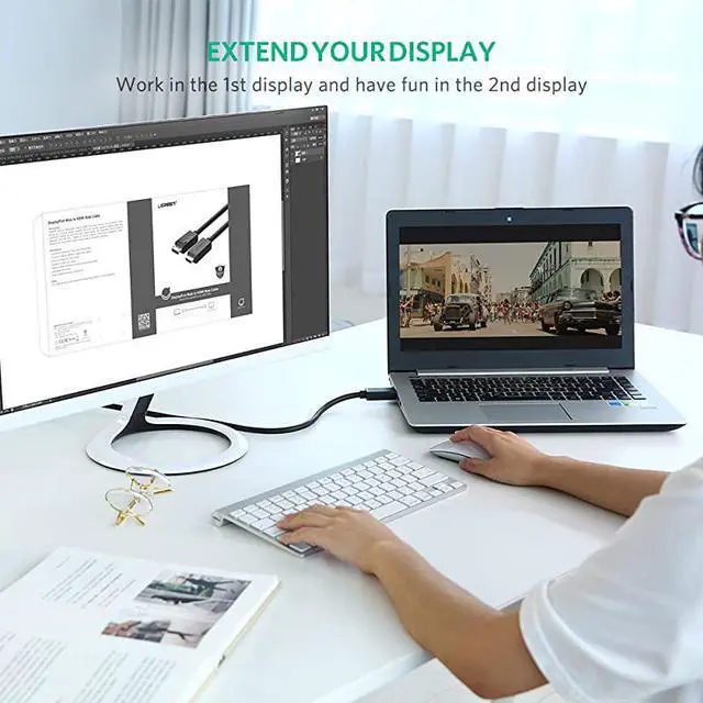 Alt view image 4 of 7 - 4K Displayport to HDMI Cable UniDirectional UHD DP to HDMI Connector Video Display Cord for HDTV Monitor Projector Computer 6FT