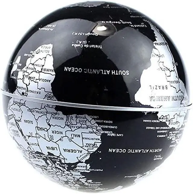 Alt view image 3 of 7 - Floating Globe with LED Lights C Shape Magnetic Levitation Floating Globe World Map for Desk Decoration BlackSilver