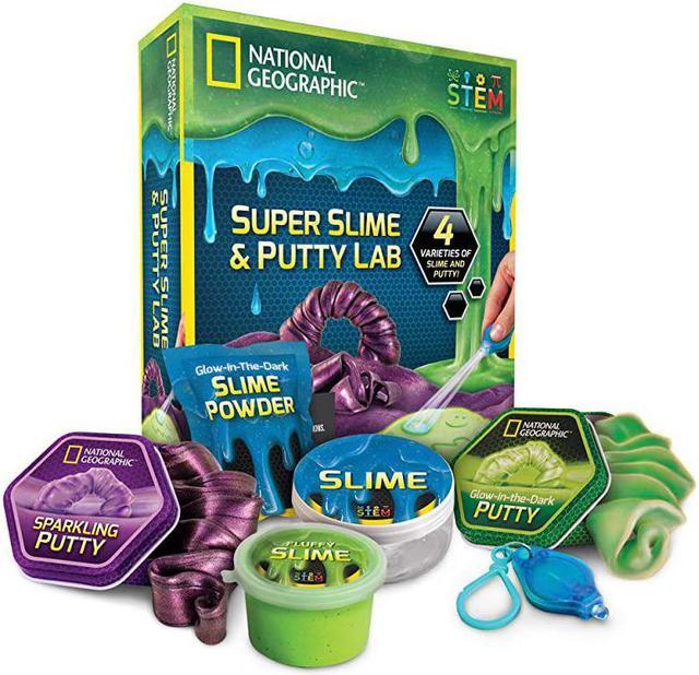 national geographic mega slime kit & putty lab - 4 types of amazing slime  for girls & boys plus 4 types of putty including magnetic putty, fluffy  slime & glow-in-the-dark putty 