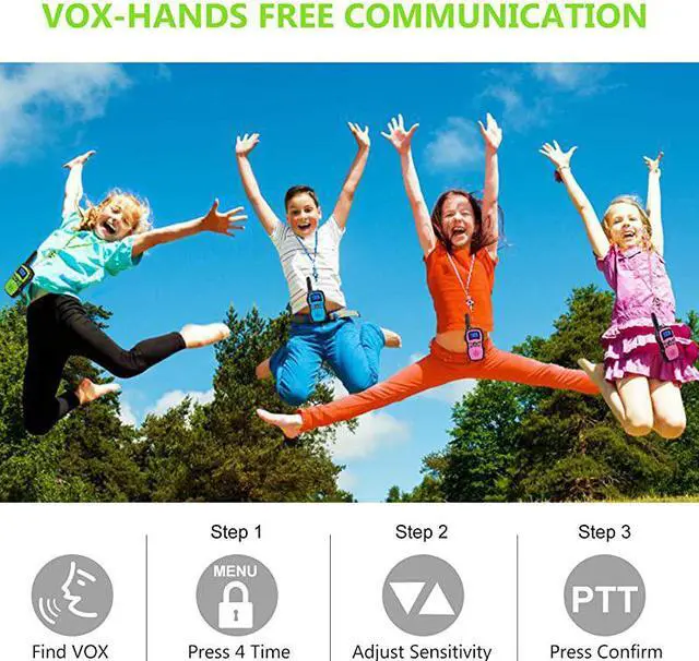 Alt view image 5 of 6 - Walkie Talkies for Kids 4 PacksTwo Way Radio Family Talkabout for Adults Long RangeOutdoor Camping Fun Toys Birthday Present Xmas Gifts for 3 4 5 6 7 8 9 10 Year Old Girls Boys No Battery