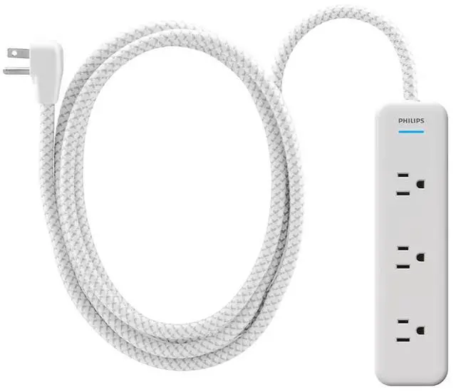 Alt view image 3 of 3 - Philips 6-Outlet & 3-Outlet Surge Protector 2 USB-A 1 USB-C, 6' White, 2 pk.