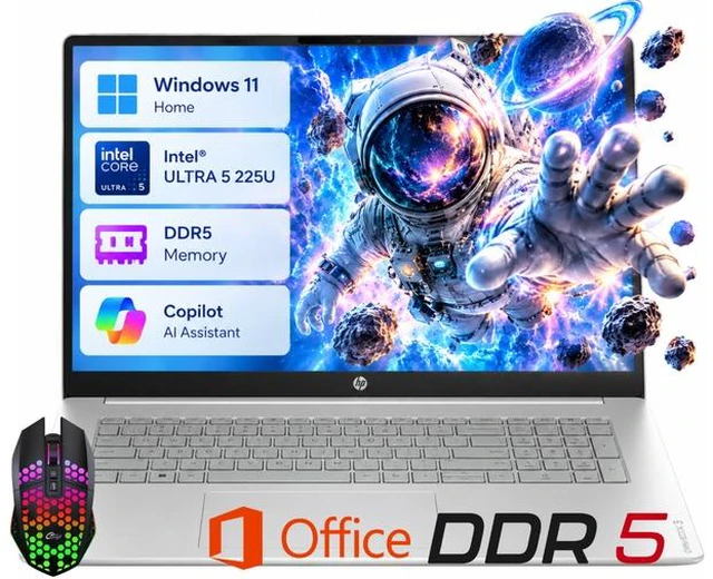 Main image of HP OmniBook3 17 AI PC Laptop 17.3" FHD IPS Display Intel Ultra 5 225U (Beats i5-1334U) Up to 4.8GHz 12 Core, 16GB DDR5, 512GB SSD, Wi-Fi 7, Life Time Office Windows 11 Home/ LED Mouse