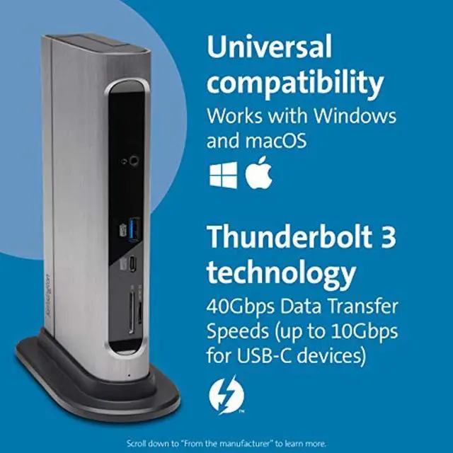 Alt view image 5 of 14 - Thunderbolt 3 And Usb-C Docking Station Sd5600t100W Power Delivery, Sd Card Readers, Dual 4K Hdmi Or Displayport, For Mac, Windows And Surface (K34009us)
