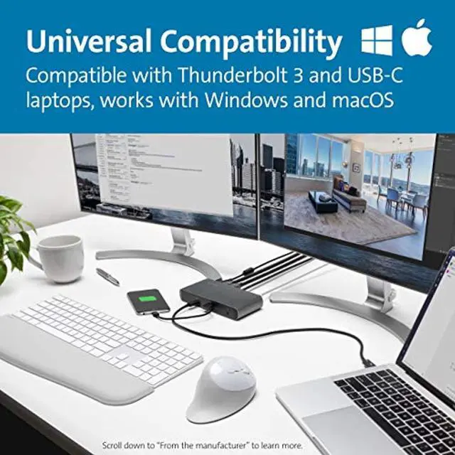 Alt view image 4 of 14 - Sd5550t Thunderbolt 3 And Usb-C Dual 4K Hybrid Docking Station60W PdWindows And Mac (K38131na)