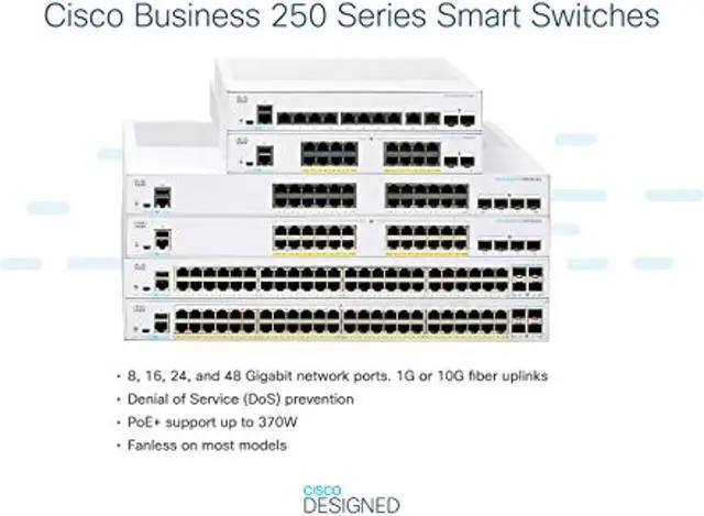 Alt view image 3 of 6 - Business Cbs250-8T-E-2G Smart Switch, 8 Port Ge Ext Ps, 2X1g Combo, Limited Lifetime Protection (Cbs250-8T-E-2G-Na)