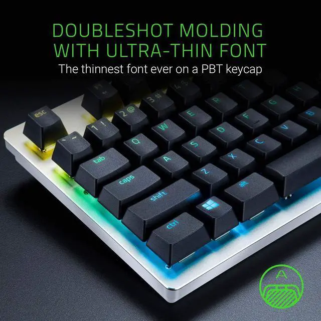 Alt view image 4 of 7 - Razer Doubleshot PBT Keycap Upgrade Set for Mechanical & Optical Keyboards: Compatible with Standard 104/105 US and UK layouts - Classic Black