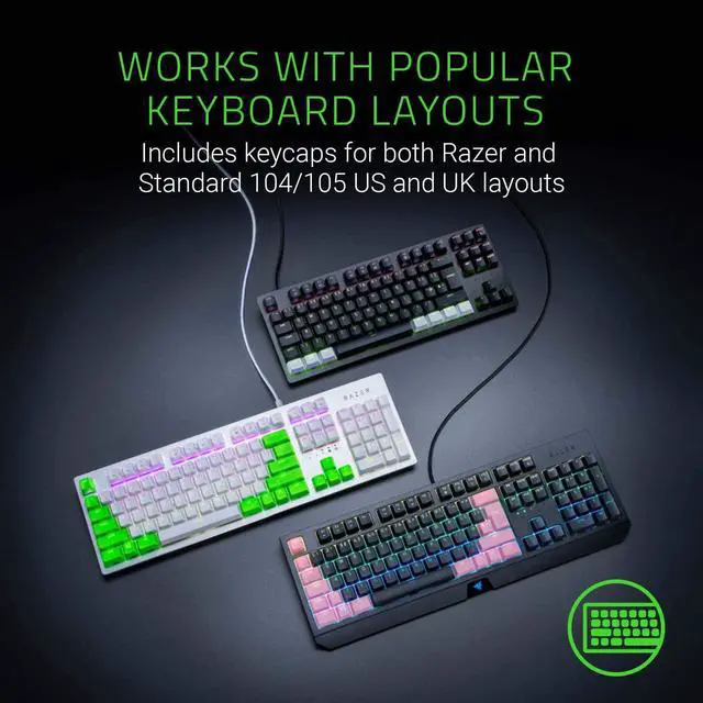 Alt view image 7 of 7 - Razer Doubleshot PBT Keycap Upgrade Set for Mechanical & Optical Keyboards: Compatible with Standard 104/105 US and UK layouts - Classic Black