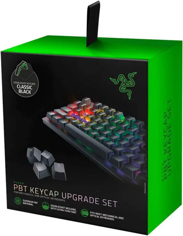 Main image of Razer Doubleshot PBT Keycap Upgrade Set for Mechanical & Optical Keyboards: Compatible with Standard 104/105 US and UK layouts - Classic Black